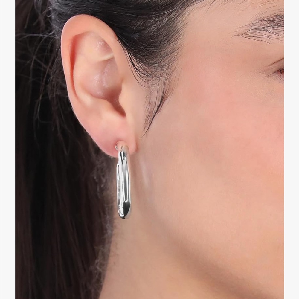 Anne Klein EZ Comfort Clip Elegant Silver Hoop Earrings